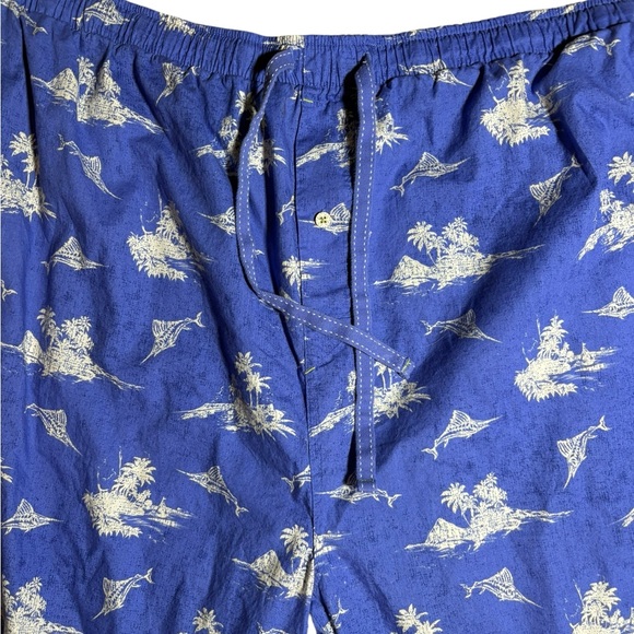 Tommy Bahama Patterned Sleep Pants 4X Tropical Fish Blue Drawstring Cotton - Picture 4 of 5